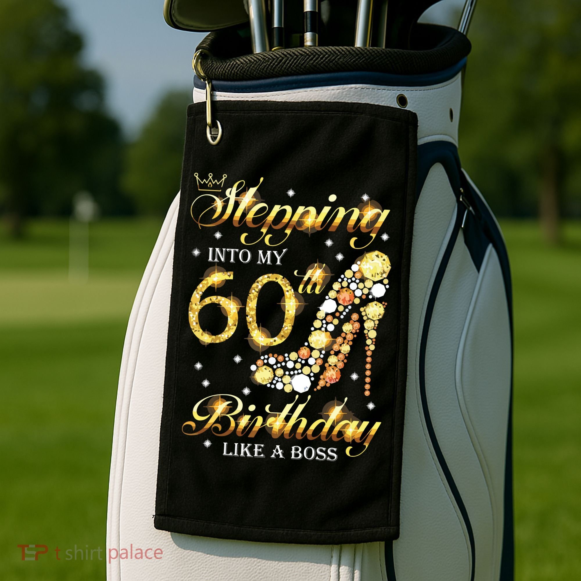 Stepping Into My 60 Birthday Like A Boss 60th BDay Party Golf Towel