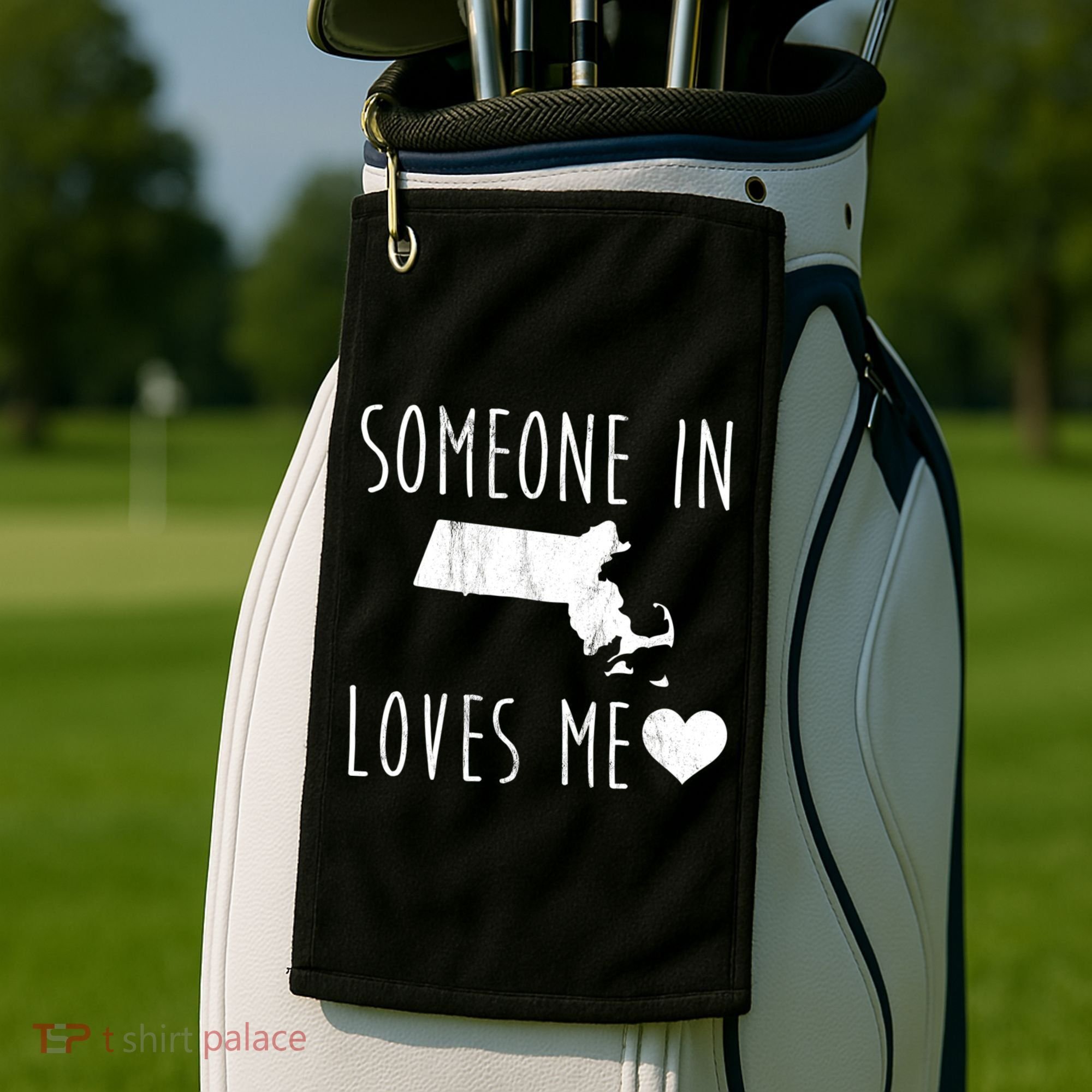 Someone In Massachusetts Loves Me! Cute State Gift Golf Towel