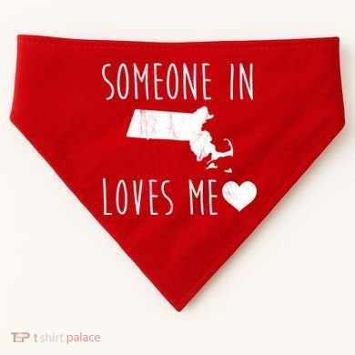 Someone In Massachusetts Loves Me! Cute State Gift USA-Made Doggie Bandana