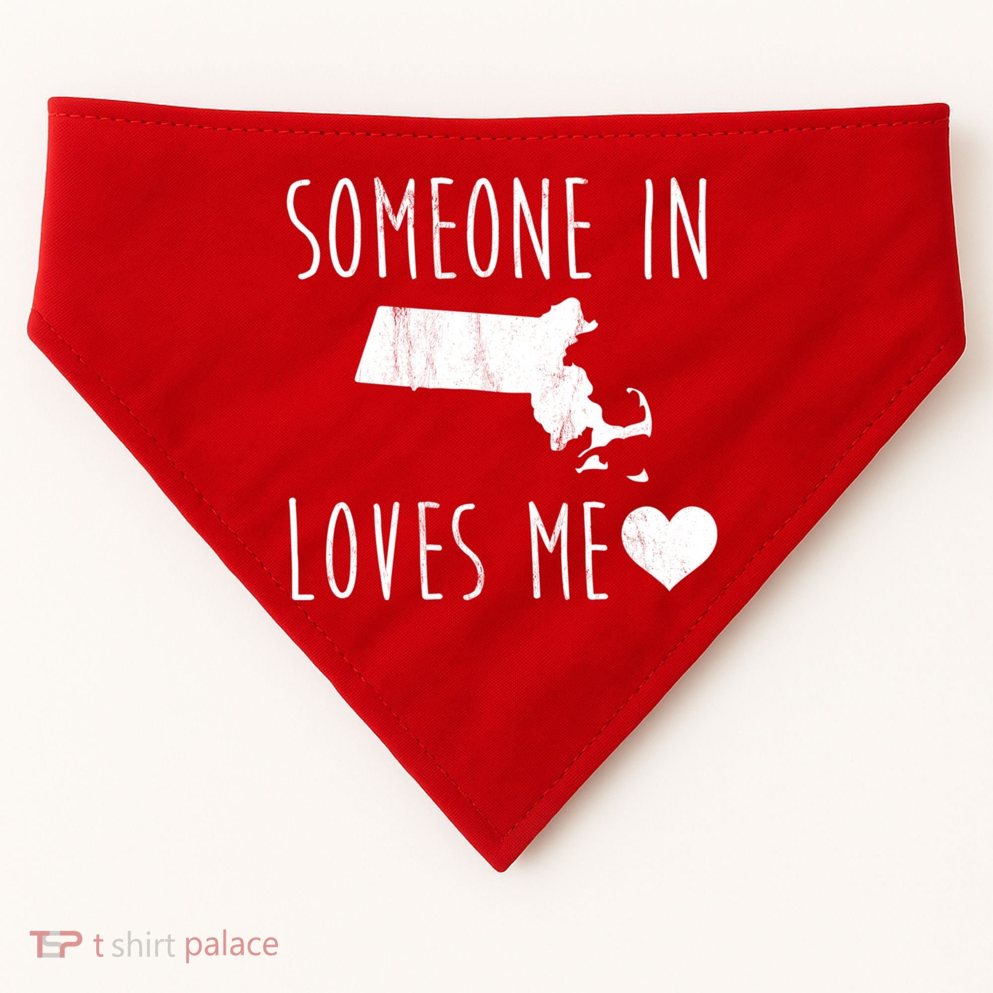 Someone In Massachusetts Loves Me! Cute State Gift USA-Made Doggie Bandana