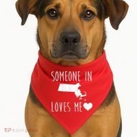 Someone In Massachusetts Loves Me! Cute State Gift USA-Made Doggie Bandana thumb 1
