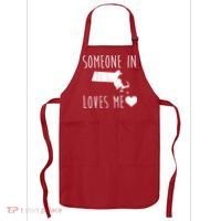Someone In Massachusetts Loves Me! Cute State Gift Apron thumb 0