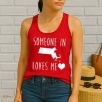 Someone In Massachusetts Loves Me! Cute State Gift Women's Tank Top thumb 2