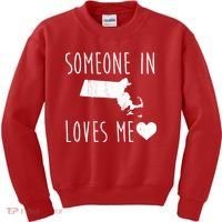 Someone In Massachusetts Loves Me! Cute State Gift Kids Sweatshirt thumb 0