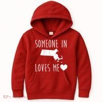 Someone In Massachusetts Loves Me! Cute State Gift Kids Hoodie thumb 0