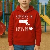 Someone In Massachusetts Loves Me! Cute State Gift Kids Hoodie thumb 2
