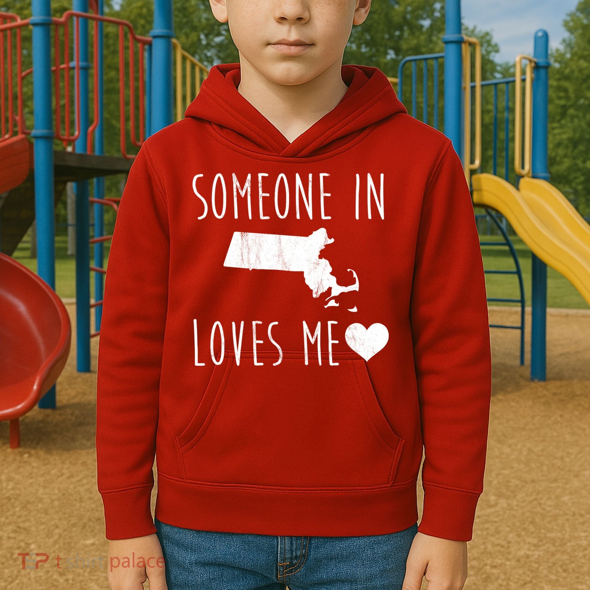 Someone In Massachusetts Loves Me! Cute State Gift Kids Hoodie