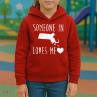 Someone In Massachusetts Loves Me! Cute State Gift Kids Hoodie thumb 3