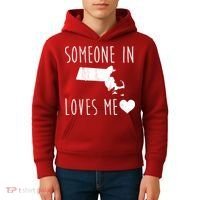 Someone In Massachusetts Loves Me! Cute State Gift Kids Hoodie thumb 4