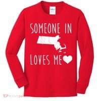 Someone In Massachusetts Loves Me! Cute State Gift Kids Long Sleeve Shirt thumb 0