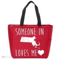 Someone In Massachusetts Loves Me! Cute State Gift Tote Bag thumb 0