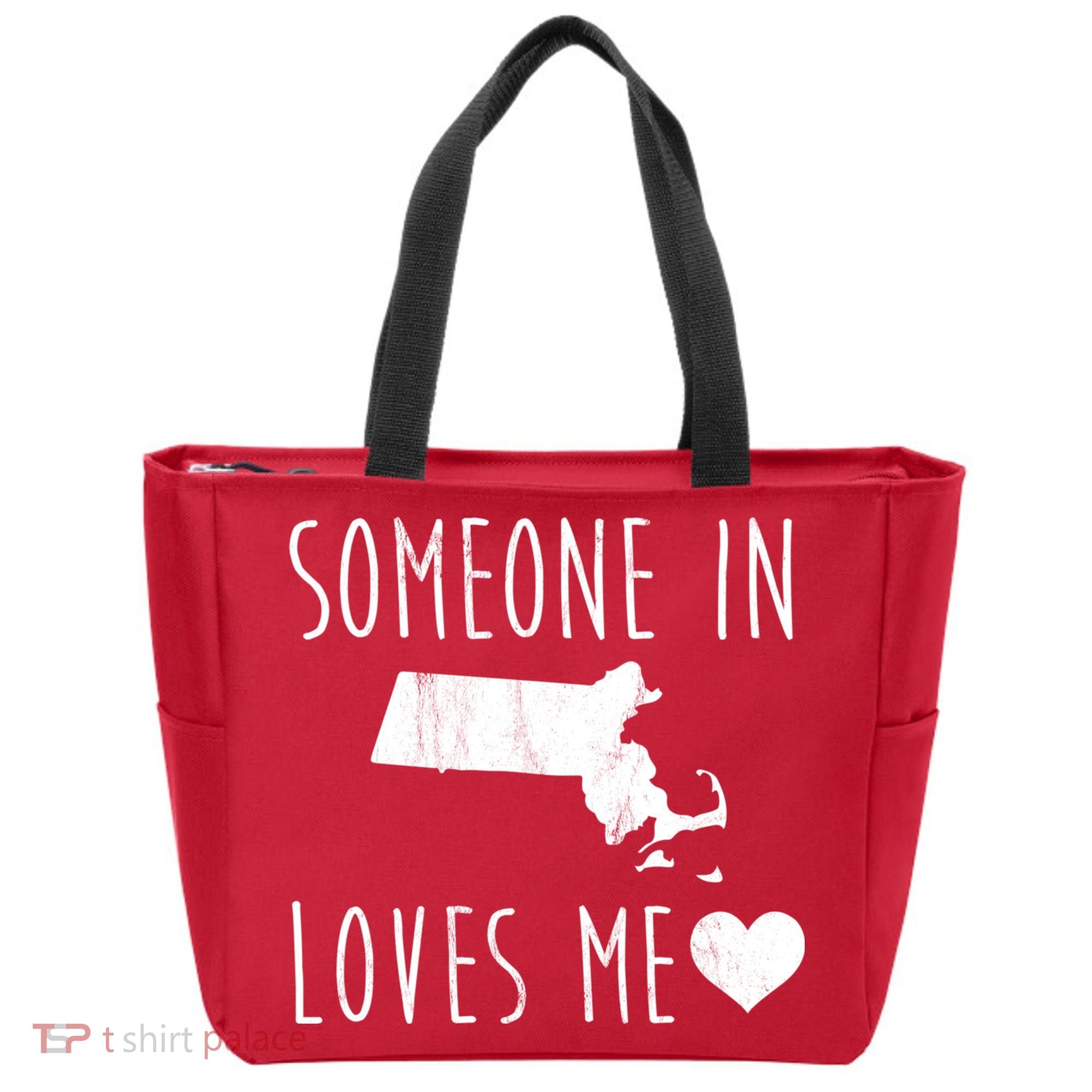 Someone In Massachusetts Loves Me! Cute State Gift Tote Bag