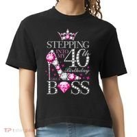 Stepping Into My 40th Birthday Like A boss Comfort Colors Boxy T-Shirt thumb 0