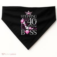 Stepping Into My 40th Birthday Like A boss USA-Made Doggie Bandana thumb 0