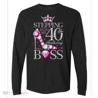 Stepping Into My 40th Birthday Like A boss Comfort Colors Heavyweight Long Sleeve T-Shirt thumb 0