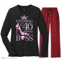 Stepping Into My 40th Birthday Like A boss Women's Long Sleeve Flannel Pajama Set  thumb 0