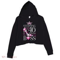 Stepping Into My 40th Birthday Like A boss Crop Fleece Hoodie thumb 0