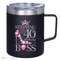 Stepping Into My 40th Birthday Like A boss 12oz Stainless Steel Coffee Mug thumb 0