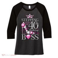 Stepping Into My 40th Birthday Like A boss Women's Tri-Blend 3/4-Sleeve Raglan Shirt thumb 0