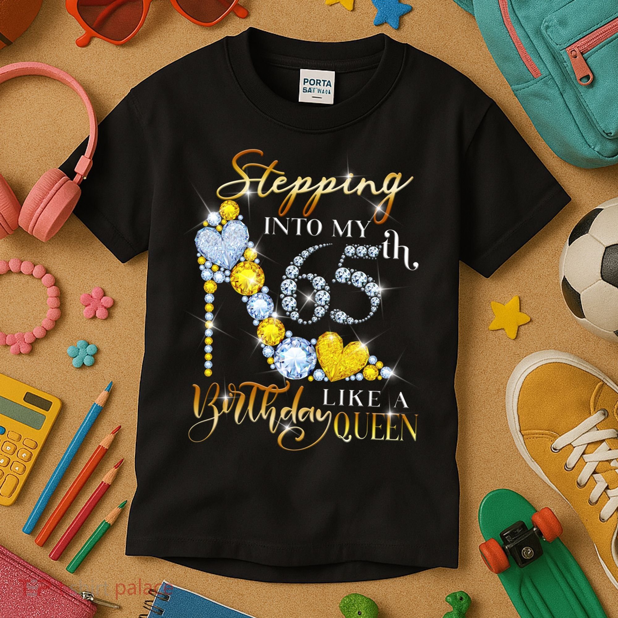 Stepping Into My 65th Birthday Like A queen Birthday boss Kids T-Shirt