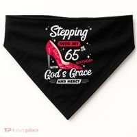 Stepping Into My 65th Birthday With God's Grace And Mercy USA-Made Doggie Bandana thumb 0