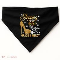 Stepping into my 65th birthday with God's grace & Mercy USA-Made Doggie Bandana thumb 0