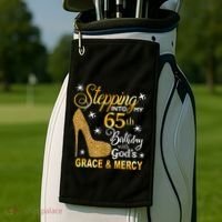 Stepping into my 65th birthday with God's grace & Mercy Golf Towel thumb 2