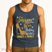 Stepping into my 65th birthday with God's grace & Mercy Tank Top thumb 3