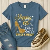 Stepping into my 65th birthday with God's grace & Mercy Women's T-Shirt thumb 3