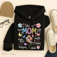 She Is Mom Bible Verses Christian Boho Floral Hoodie thumb 4