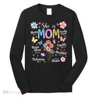 She Is Mom Bible Verses Christian Boho Floral Long Sleeve Shirt thumb 0
