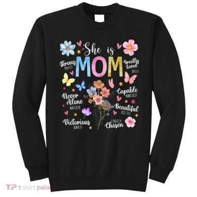 She Is Mom Bible Verses Christian Boho Floral Sweatshirt