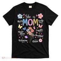 She Is Mom Bible Verses Christian Boho Floral T-Shirt thumb 0