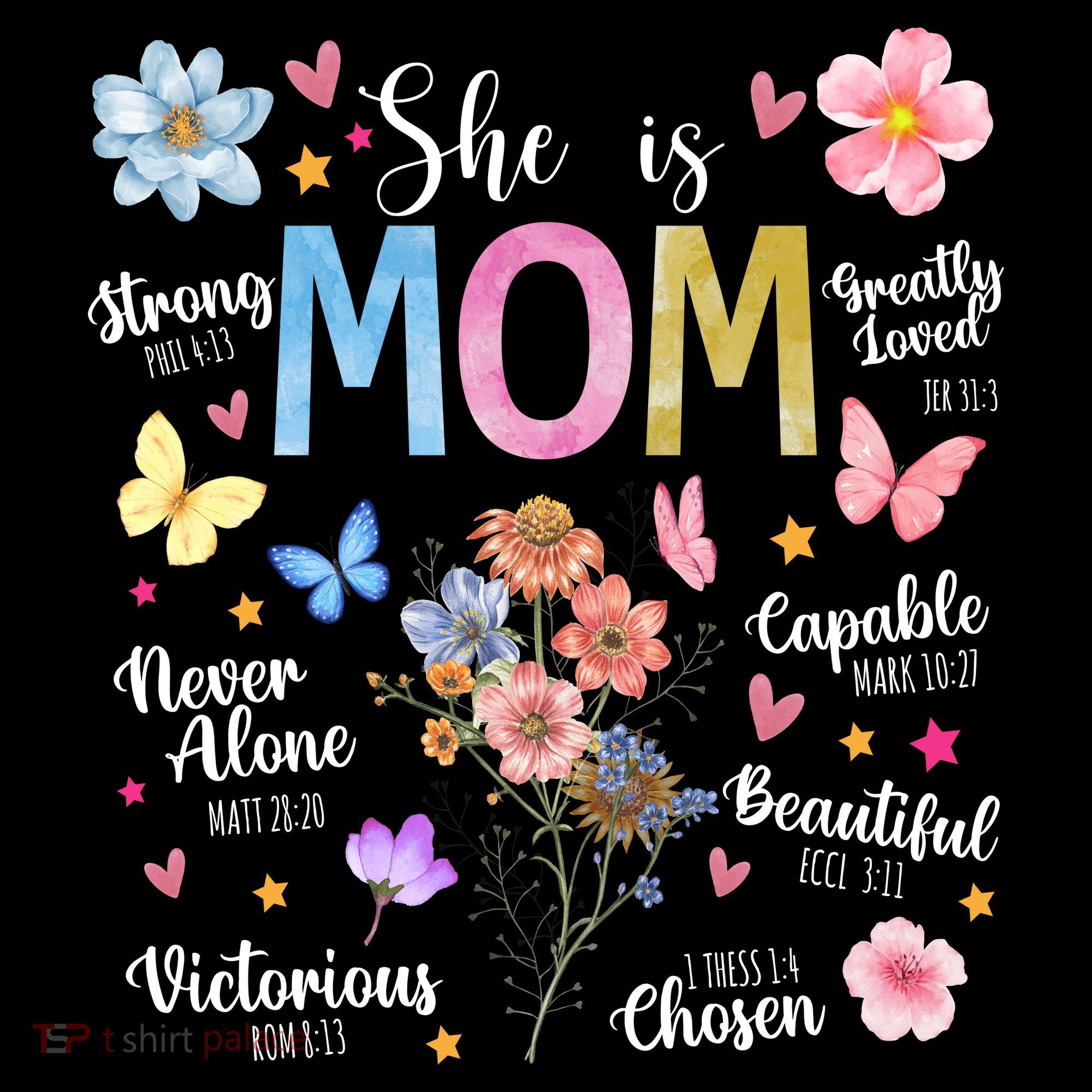 She Is Mom Bible Verses Christian Boho Floral Button