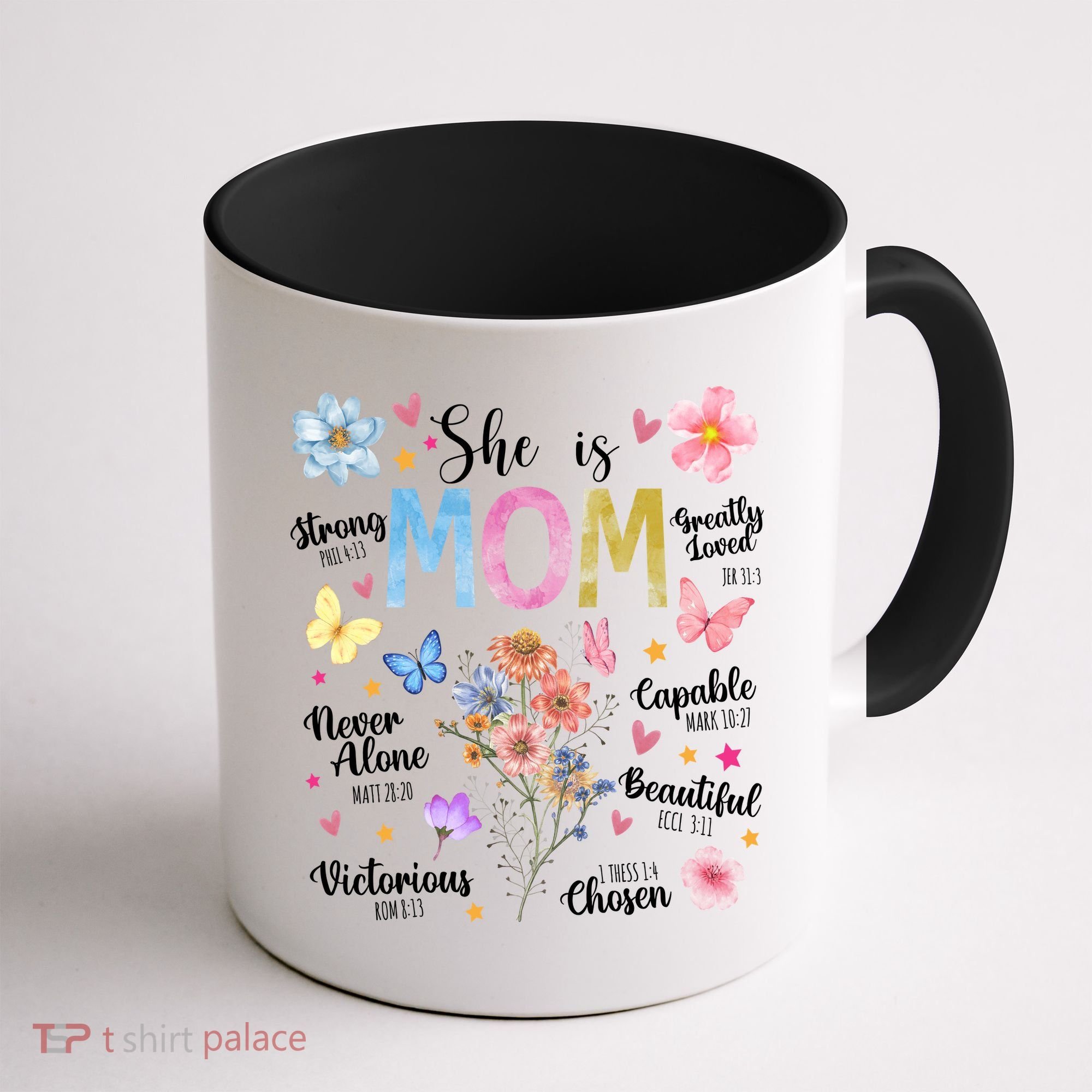 She Is Mom Bible Verses Christian Boho Floral Coffee Mug