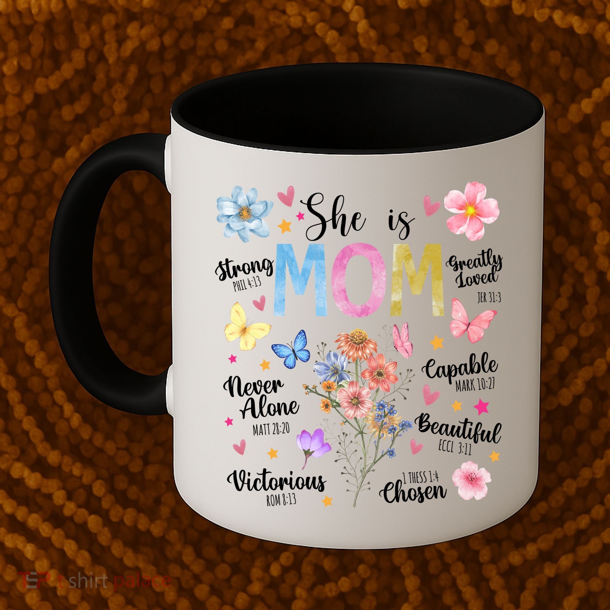 She Is Mom Bible Verses Christian Boho Floral Coffee Mug
