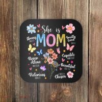 She Is Mom Bible Verses Christian Boho Floral Coaster thumb 0