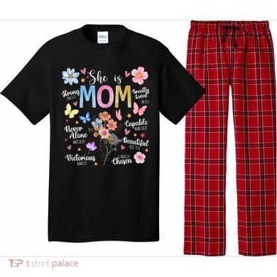 She Is Mom Bible Verses Christian Boho Floral Pajama Set