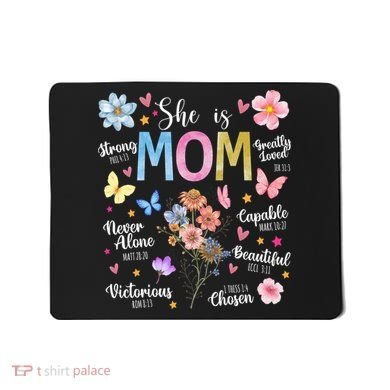 She Is Mom Bible Verses Christian Boho Floral Mousepad