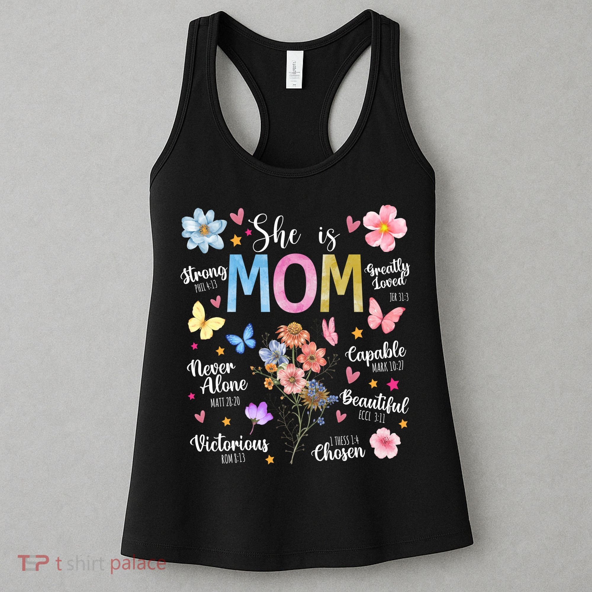 She Is Mom Bible Verses Christian Boho Floral Women's Tank Top