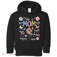 She Is Mom Bible Verses Christian Boho Floral Toddler Hoodie thumb 0