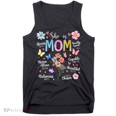 She Is Mom Bible Verses Christian Boho Floral Tank Top