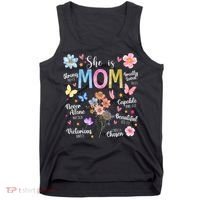 She Is Mom Bible Verses Christian Boho Floral Tank Top thumb 0