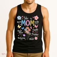 She Is Mom Bible Verses Christian Boho Floral Tank Top thumb 3