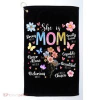She Is Mom Bible Verses Christian Boho Floral Golf Towel thumb 0