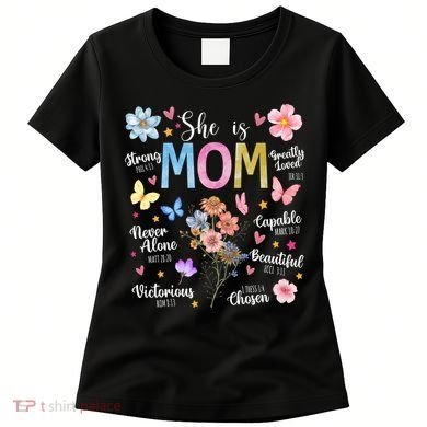 She Is Mom Bible Verses Christian Boho Floral Women's T-Shirt