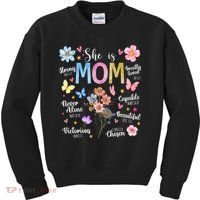 She Is Mom Bible Verses Christian Boho Floral Kids Sweatshirt thumb 0