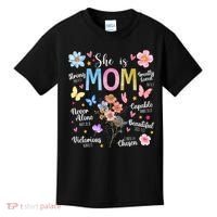 She Is Mom Bible Verses Christian Boho Floral Kids T-Shirt thumb 0