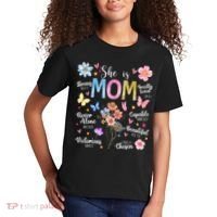 She Is Mom Bible Verses Christian Boho Floral Kids T-Shirt thumb 2