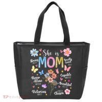 She Is Mom Bible Verses Christian Boho Floral Tote Bag thumb 0